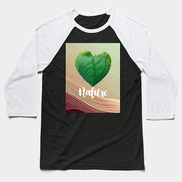 Love Nature No. 3: Green Valentine's Day on a Dark Background Baseball T-Shirt by Puff Sumo